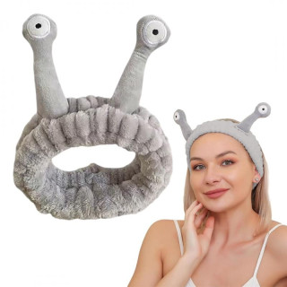 Plišasti naglavni trak v sivi barvi s polžem