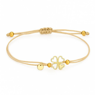 Zapestnica iz kremnega pozlačenega zlata s štiriperesno deteljico