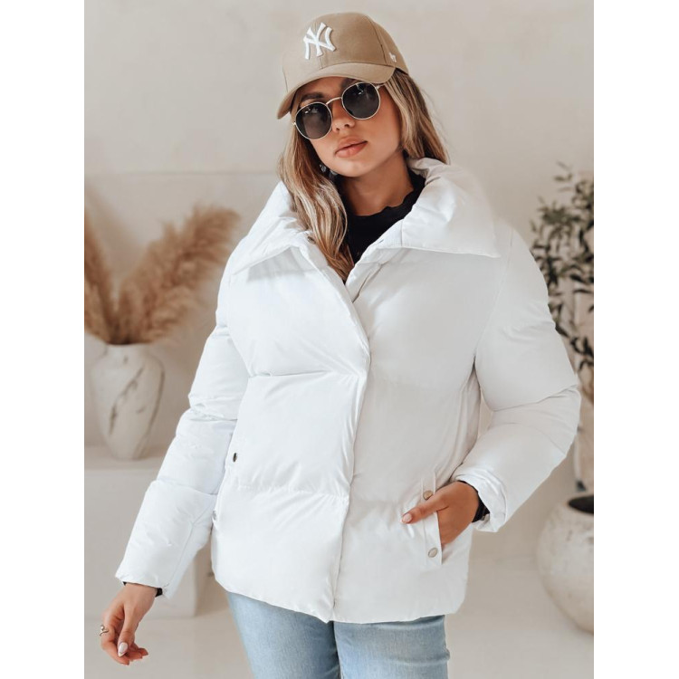 Bela ženska jakna z ovratnikom TY4956