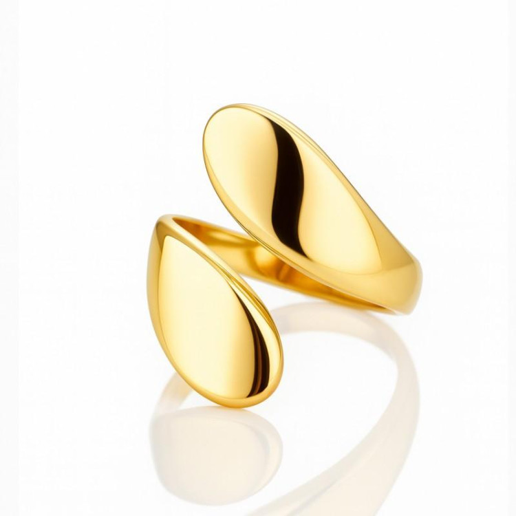 Nastavljiv pozlačen prstan iz kirurškega jekla