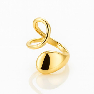 Pozlačen nastavljiv prstan iz kirurškega jekla