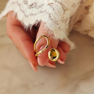 Pozlačen nastavljiv prstan iz kirurškega jekla
