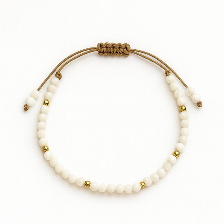 Zapestnica iz belega zlata na nastavljivi vrvici