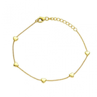 Pozlačena ženska zapestnica s srčki