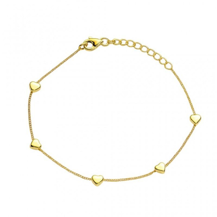 Pozlačena ženska zapestnica s srčki
