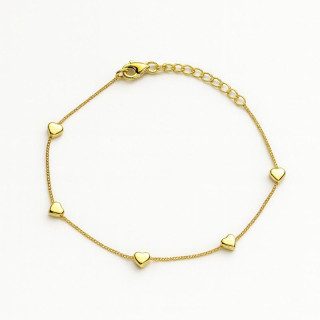 Pozlačena ženska zapestnica s srčki