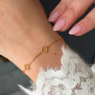 Ženska pozlačena zapestnica s štiriperesnimi deteljicami