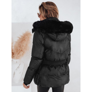 Zimska črna ženska jakna s pasom TY4981