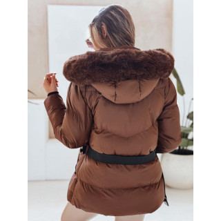 Rjava ženska zimska jakna s pasom TY4953