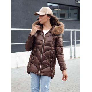 Ženska rjava jakna s kapuco TY4458