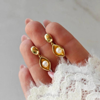 Pozlačeni viseči ženski uhani