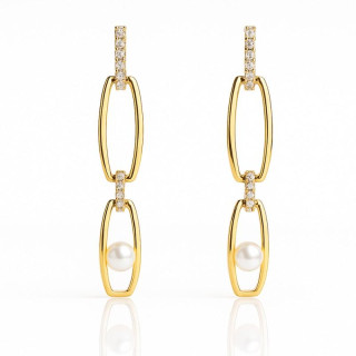 Pozlačeni viseči uhani z biseri