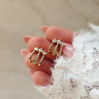 Ženski pozlačeni uhani s cirkoni