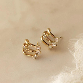 Ženski pozlačeni uhani s cirkoni