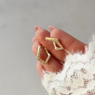 Ženski pozlačeni uhani s cirkoni