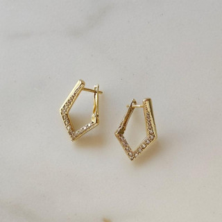 Ženski pozlačeni uhani s cirkoni