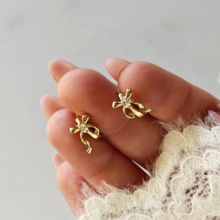 Pozlačeni ženski uhani z pentljami