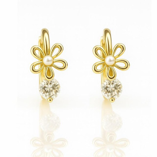 Pozlačeni ženski uhani z rožo