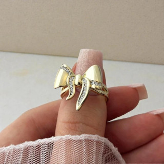 Pozlačen ženski prstan z pentljo