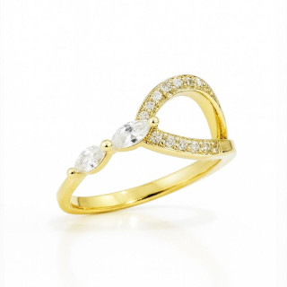 Ženski pozlačen prstan s cirkoni