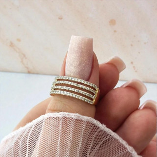 Ženski pozlačen prstan s cirkoni