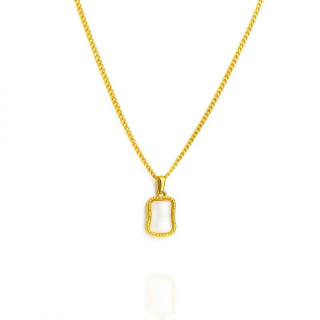 Pozlačena ogrlica z belim pravokotnikom