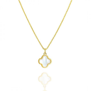 Pozlačena ogrlica z belo deteljo