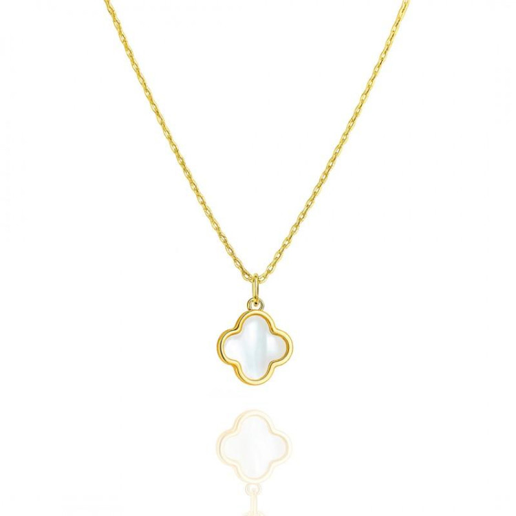 Pozlačena ogrlica z belo deteljo