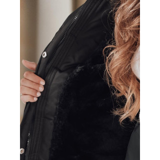 Ženska dolga črna parka s krznom TY5111