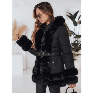Ženska črna jakna s krznom TY5045