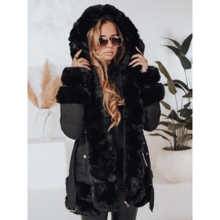Ženska črna jakna s krznom TY5045