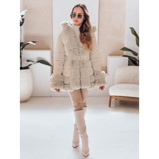 Ženska svetlo bež jakna s krznom TY5047
