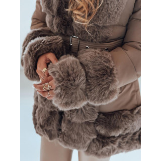 Rjava ženska jakna s krznom TY5048