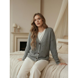 Svetlo siv ženski pulover z gumbi MY2401