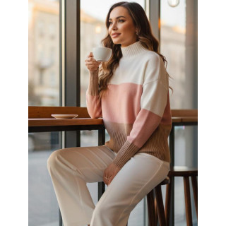 Ženski barvit pulover z ovratnikom MY2417