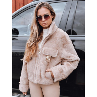 Kratek bež ženski krzneni plašč TY5248