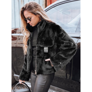 Črn kratki ženski krzneni plašč TY5249