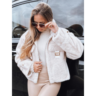 Ženski beli kratki krzneni plašč TY5250