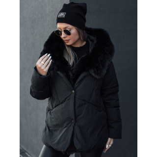 Črna ženska jakna s krznom TY4667