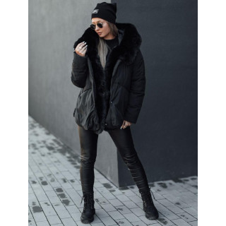 Črna ženska jakna s krznom TY4667