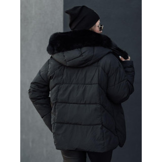 Črna ženska jakna s krznom TY4667