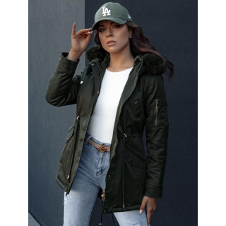 Ženska zelena parka s krznom TY4534