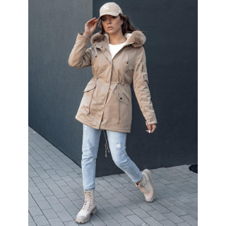 Ženska bež parka s krznom TY4532