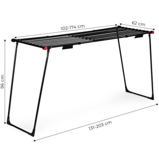 Razširljiv črni stojalo za sušenje perila