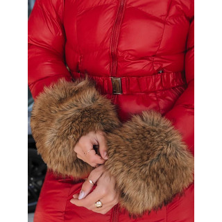 Rdeča prešita jakna s pasom TY5321