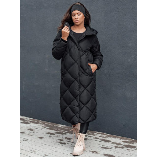 Črna dolga ženska jakna TY4593