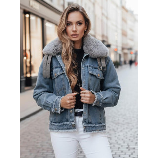 Ženska modra jeans jakna s krznom TY4755z