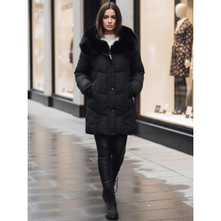 Črna dolga jakna s krznom TY4702z