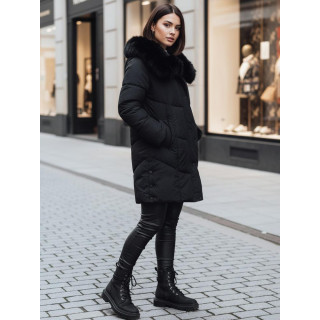 Črna dolga jakna s krznom TY4702z