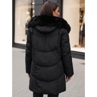 Črna dolga jakna s krznom TY4702z